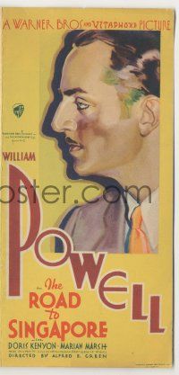 9d205 ROAD TO SINGAPORE herald '31 wonderful profile art of William Powell, Doris Kenyon