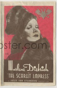 9d211 SCARLET EMPRESS herald '34 Josef von Sternberg, great Hans Flato art of Marlene Dietrich!
