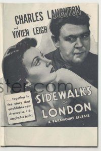 9d218 SIDEWALKS OF LONDON herald '40 beautiful Vivien Leigh, Charles Laughton, Rex Harrison!