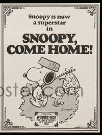 9d222 SNOOPY COME HOME herald '72 Peanuts, Charlie Brown, Schulz art of Snoopy & Woodstock!