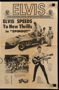 9d225 SPINOUT herald '66 Elvis Presley playing a double-necked guitar & driving cool race car!