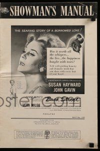 9d563 BACK STREET pressbook '61 Susan Hayward & John Gavin romantic close up, Vera Miles!