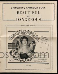 9d570 BEAUTIFUL BUT DANGEROUS pressbook '57 sexy Gina Lollobrigida was never more exciting!