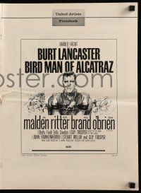 9d587 BIRDMAN OF ALCATRAZ pressbook '62 Burt Lancaster in John Frankenheimer's prison classic!
