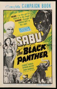9d590 BLACK PANTHER pressbook '56 danger brought Sabu to sexy Carol Varga's side in the jungle!