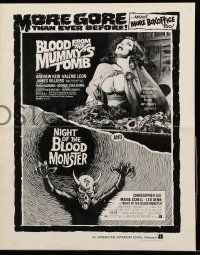 9d595 BLOOD FROM THE MUMMY'S TOMB/NIGHT OF BLOOD MONSTER pressbook '72 more gore then ever before!