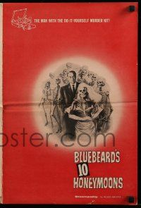9d598 BLUEBEARD'S 10 HONEYMOONS pressbook '60 wild art of George Sanders with skeleton bride!