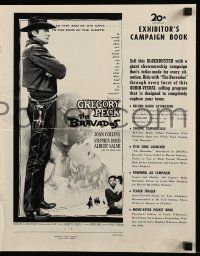 9d602 BRAVADOS pressbook '58 full-length cowboy Gregory Peck with gun & sexy Joan Collins!
