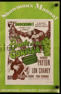 9d604 BRIDE OF THE GORILLA pressbook '51 sexy Barbara Payton & huge ape, primitive passions!