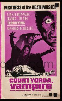 9d639 COUNT YORGA VAMPIRE pressbook '70 AIP, artwork of the mistresses of the deathmaster feeding!