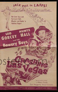 9d642 CRASHING LAS VEGAS pressbook '56 Huntz Hall & the Bowery Boys gambling w/sexy Mary Castle!