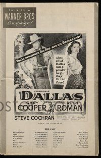 9d646 DALLAS pressbook '50 Gary Cooper, Ruth Roman, you'll remember Big Reb & his border lady!