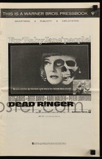 9d653 DEAD RINGER pressbook '64 creepy close up of skull & Bette Davis, who kills her own twin!