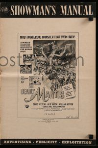 9d654 DEADLY MANTIS pressbook '57 Universal horror, classic art of giant rampaging insect!