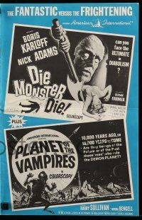 9d658 DIE MONSTER DIE/PLANET OF THE VAMPIRES pressbook '65 sci-fi horror double-bill!