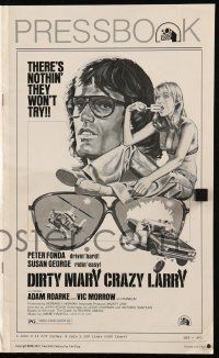 9d659 DIRTY MARY CRAZY LARRY pressbook '74 art of Peter Fonda & Susan George sucking on popsicle!