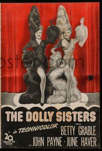 9d661 DOLLY SISTERS pressbook '45 sexy Betty Grable & June Haver, cover art by Bradshaw Crandell!