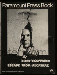 9d675 ESCAPE FROM ALCATRAZ pressbook '79 cool artwork of Clint Eastwood busting out by Lettick!