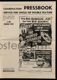 9d681 FIEND WITHOUT A FACE/HAUNTED STRANGLER pressbook '58 Karloff, big screams on the big screen!