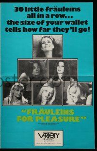 9d699 FRAULEINS FOR PLEASURE pressbook 1970s the size of your wallet tells how far they go!