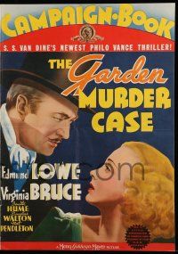 9d704 GARDEN MURDER CASE pressbook + tipped in herald '36 Edmund Lowe as Phil Vance, Virginia Bruce