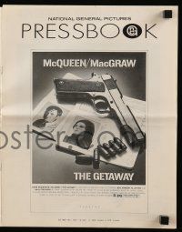 9d708 GETAWAY pressbook '72 Steve McQueen, Ali McGraw, Sam Peckinpah, cool gun & passports image!