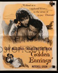 9d714 GOLDEN EARRINGS pressbook '47 sexy gypsy Marlene Dietrich & vagabond lover Ray Milland!