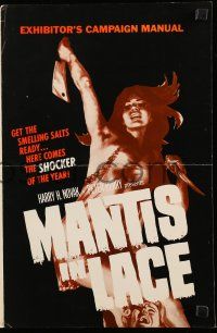 9d779 MANTIS IN LACE pressbook 1968 art of woman with cleaver and knife, she loved them to death!