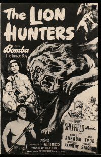 9d780 LION HUNTERS pressbook '51 Johnny Sheffield as Bomba the Jungle Boy in Africa!