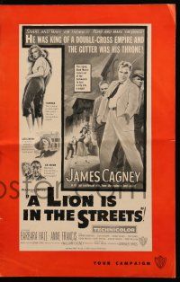 9d781 LION IS IN THE STREETS pressbook '53 the gutter was James Cagney's throne, sexy Anne Francis!
