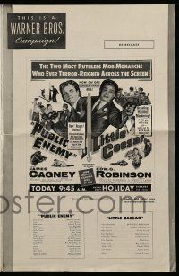 9d782 LITTLE CAESAR/PUBLIC ENEMY pressbook '54 James Cagney & Edward G. Robinson crime classics!