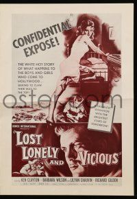 9d791 LOST, LONELY & VICIOUS pressbook '58 sexy bad girl, what happens to boys & girls in Hollywood