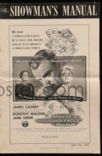 9d800 MAN OF A THOUSAND FACES pressbook '57 art of James Cagney as Lon Chaney Sr. by Reynold Brown!