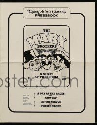 9d805 MARX BROTHERS pressbook '74 Al Hirschfeld-like art of Harpo, Chico & Grocho Marx!