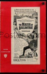 9d809 MASTER OF BALLANTRAE pressbook '53 Errol Flynn, Scotland, from Robert Louis Stevenson story!