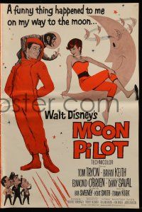 9d817 MOON PILOT pressbook '62 Disney, Tom Tryon, Dany Saval, wacky space man and moon girl art!
