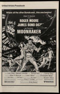 9d818 MOONRAKER pressbook '79 art of Roger Moore as James Bond & sexy space babes by Goozee!