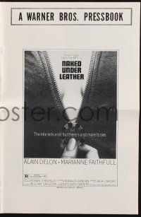 9d830 NAKED UNDER LEATHER pressbook '70 Alain Delon, sexy biker girl Marianne Faithfull unzipping!
