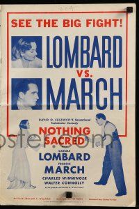 9d839 NOTHING SACRED pressbook + tipped-in color herald '37 Carole Lombard & Fredirc March!