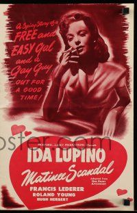 9d847 ONE RAINY AFTERNOON pressbook R48 smoking Ida Lupino is a free & easy gal, Matinee Scandal!