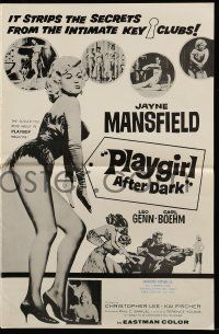 9d867 PLAYGIRL AFTER DARK pressbook '62 full-length sexy Jayne Mansfield in the intimate key clubs!
