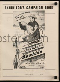 9d879 RAWHIDE pressbook '51 Tyrone Power & pretty Susan Hayward in western action!