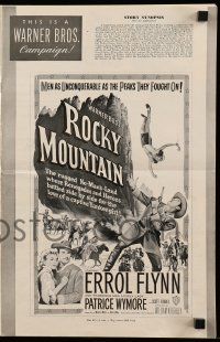 9d889 ROCKY MOUNTAIN pressbook '50 part renegade part hero Errol Flynn helps tame the West!