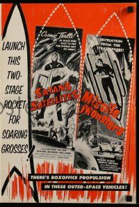 9d897 SATAN'S SATELLITES/MISSILE MONSTERS pressbook '58 cool outer-space double feature!
