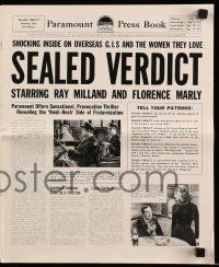 9d903 SEALED VERDICT pressbook '48 Ray Milland & sexy Florence Marly, cool newspaper design!