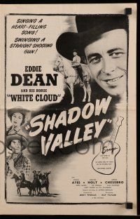9d906 SHADOW VALLEY pressbook '47 tough singing cowboy Eddie Dean, song-filled, action-thrilled!