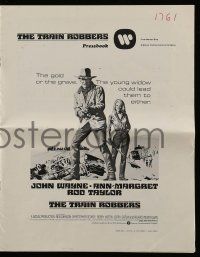 9d960 TRAIN ROBBERS pressbook '73 art of cowboy John Wayne & sexy Ann-Margret!