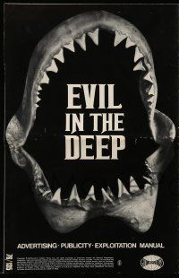 9d962 TREASURE OF JAMAICA REEF pressbook R76 scuba diver & sharks horror art, Evil in the Deep!
