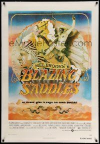 9f022 BLAZING SADDLES linen 1sh '74 classic Mel Brooks western, art of Cleavon Little by Alvin!