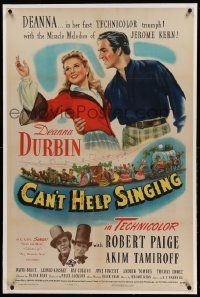 9f036 CAN'T HELP SINGING linen 1sh '44 art of Deanna Durbin in her first Technicolor triumph!